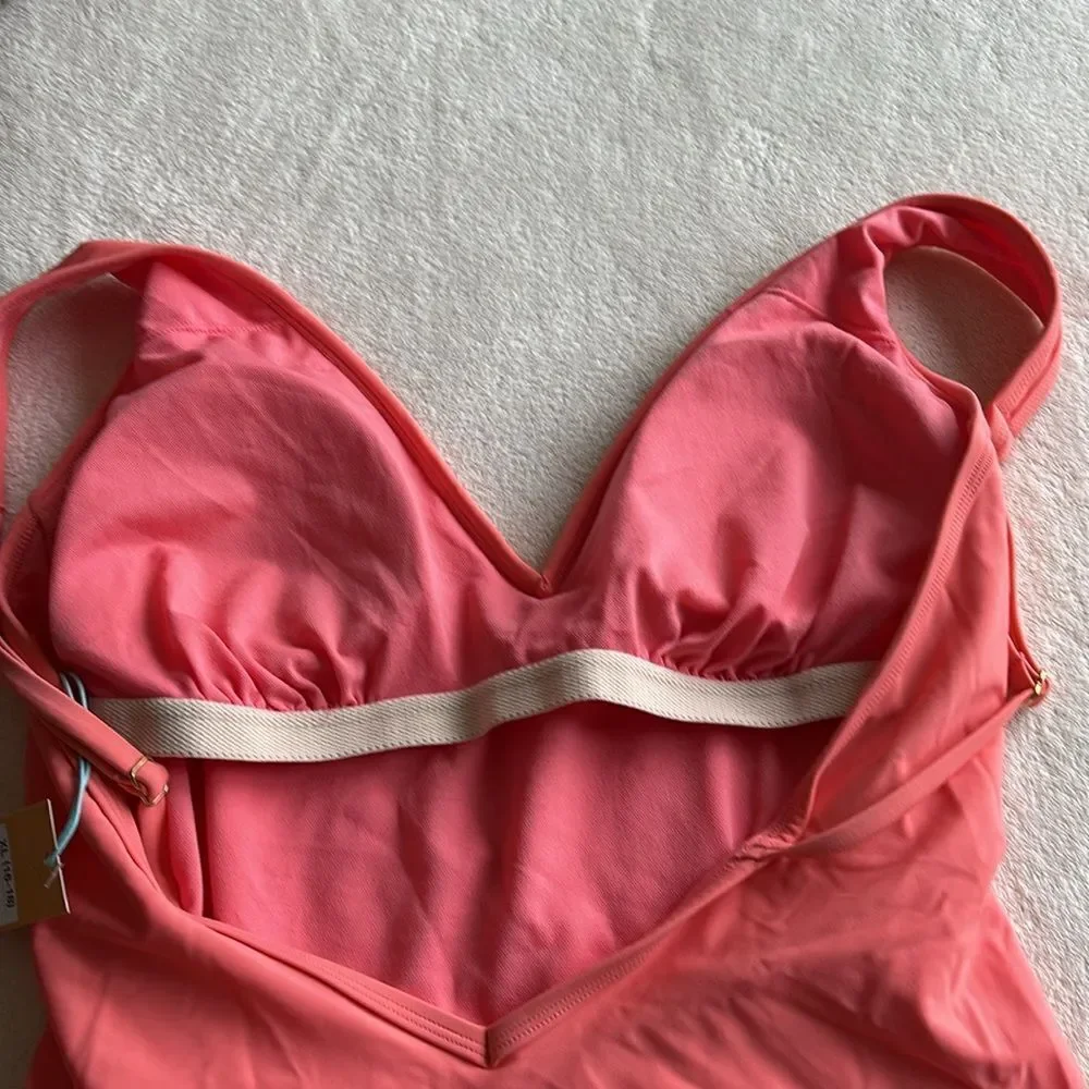 NWT KONA SOL one piece orange swimsuit bra‎ insert removal pads womens size XL